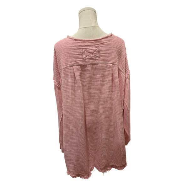 Free People We The Free Pullover Shirt Tunic Top Oversized Gauze Pink Small - Picture 4 of 9
